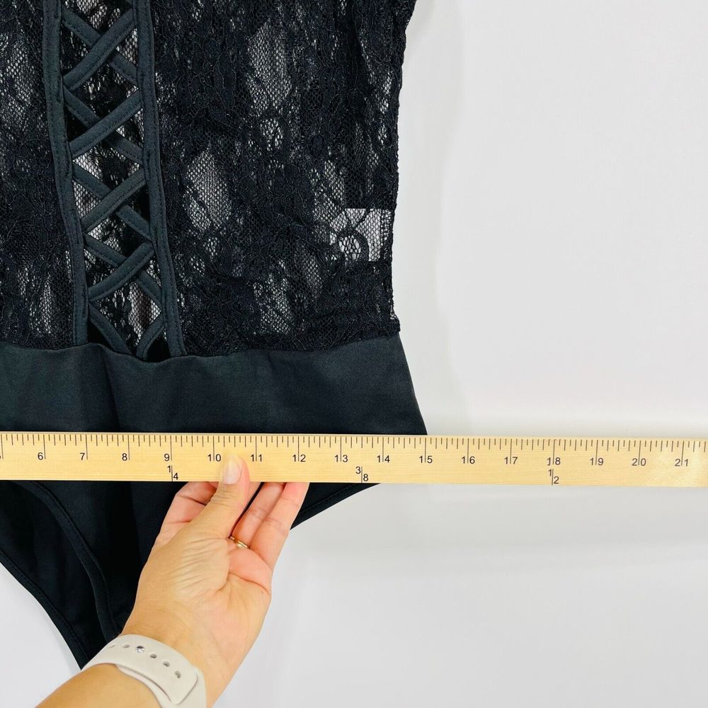 Yimai Sheer Mesh Lace Bodysuit Size M Black Sleeveless Lightweight Sexy Top NWT - Picture 7 of 12